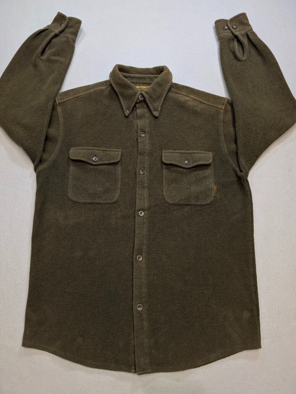Vintage Timberland Weathergear Olive Fleece Overshirt Workwear Small